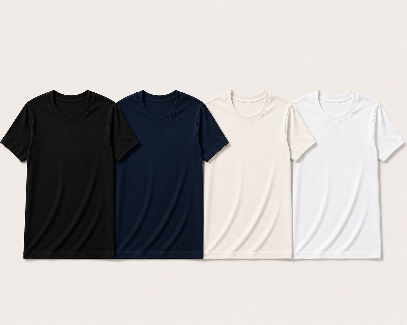KIT 7 - 1 BRANCA / 1 PRETA / 1 AZUL MARINHO / 1 OFF-WHITE